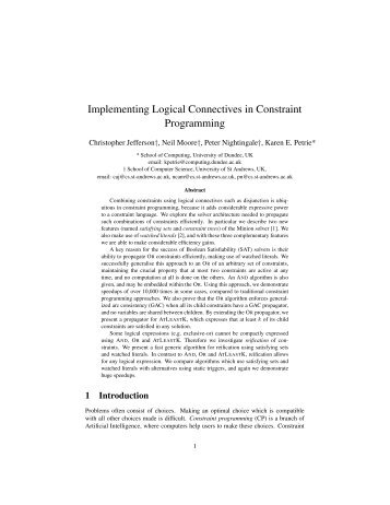 Implementing Logical Connectives in Constraint Programming