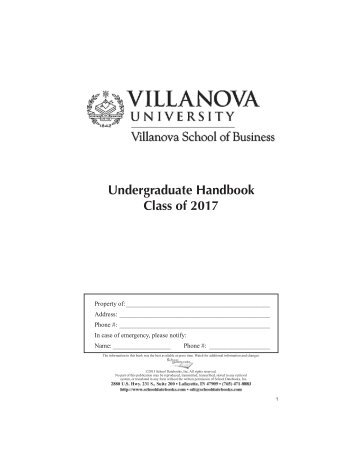 Undergraduate Handbook Class of 2017 - Villanova University