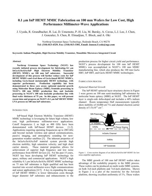 0.1 Âµm InP HEMT MMIC Fabrication on 100 mm ... - CS Mantech