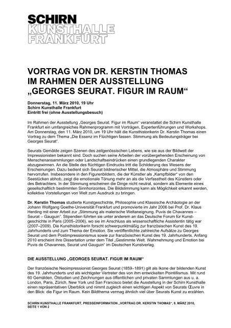 VORTRAG VON DR. KERSTIN THOMAS IM RAHMEN DER - Schirn