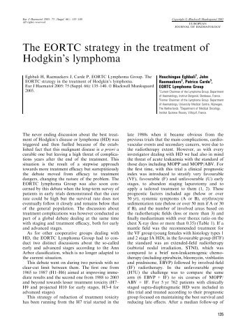 The EORTC strategy in the treatment of Hodgkin's lymphoma