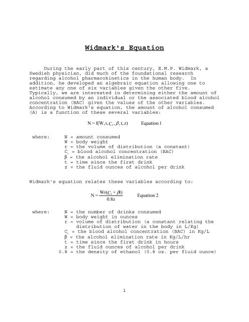 Widmark's Equation 03-07-2002 (67 KB PDF)