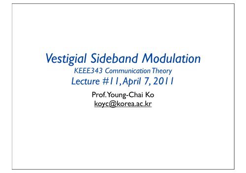 Vestigial Sideband Modulation