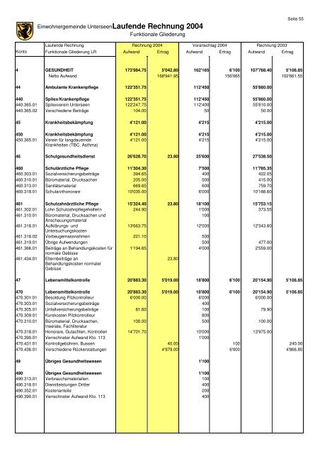 Jahresrechnung 2004 - Unterseen