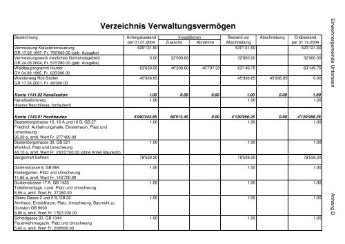 Jahresrechnung 2004 - Unterseen