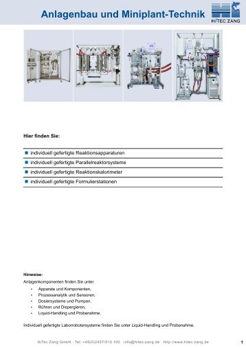 Anlagenbau und Miniplant-Technik - HiTec Zang GmbH