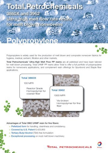 Polypropylene 3860X and 3962 Ultra-high melt flow rate resins for ...