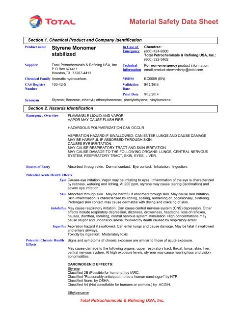 6253 Styrene Monomer - Total Refining & Chemicals