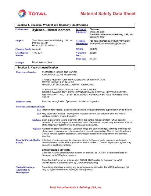 6228 Xylene Isomers - Total Refining & Chemicals