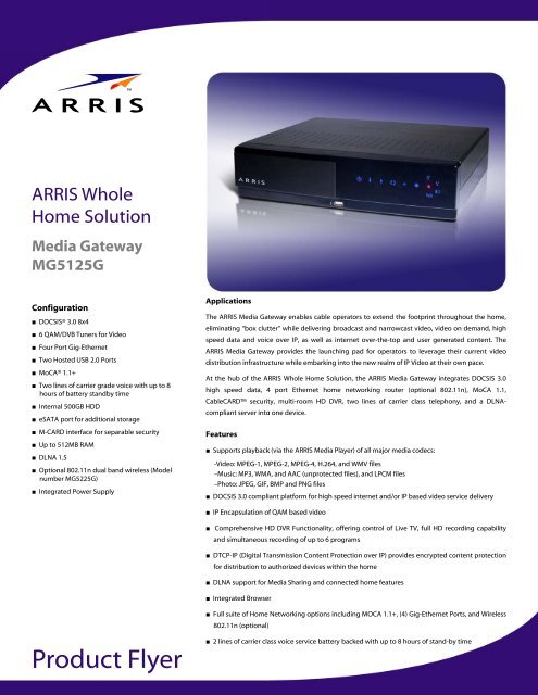 ARRIS Whole Solution Media Gateway MG5125G Product Flyer