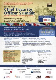 Chief Security Officer Summit & Secure London in 2012 - ISSS