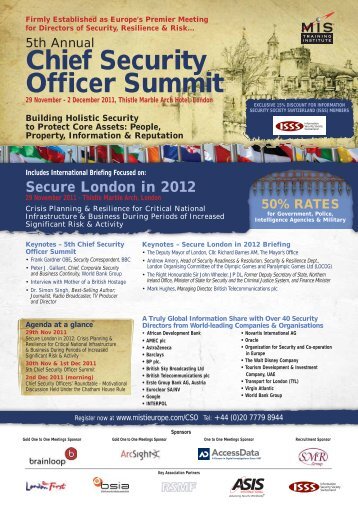 Chief Security Officer Summit & Secure London in 2012 - ISSS