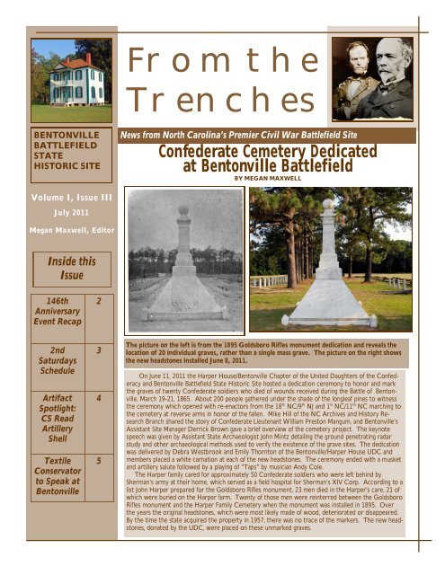 From the Trenches - NC Historic Sites