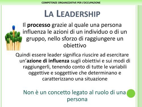 competenze organizzative per l'occupazione - Fidia - Formazione e ...