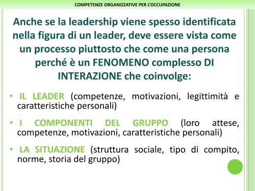 competenze organizzative per l'occupazione - Fidia - Formazione e ...