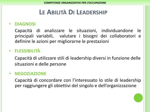 competenze organizzative per l'occupazione - Fidia - Formazione e ...