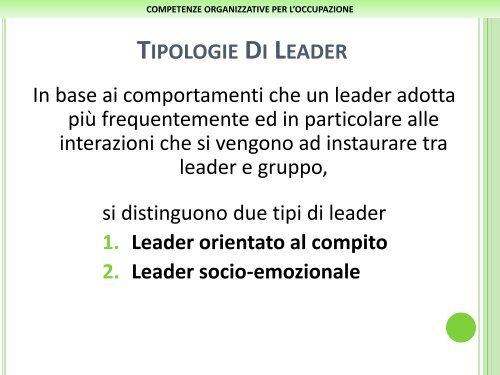 competenze organizzative per l'occupazione - Fidia - Formazione e ...