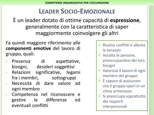 competenze organizzative per l'occupazione - Fidia - Formazione e ...