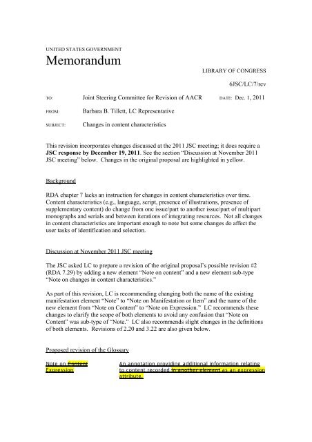 Memorandum - Joint Steering Committee for Development of RDA