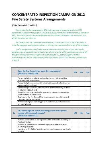 CIC 2012 extended checklist from DNV - attachment