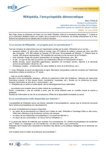 Texte support et bibliographie de l'intervenant - Cette fenÃªtre permet ...