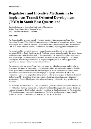 ( TOD ) in South East Queensland - Reconnecting America