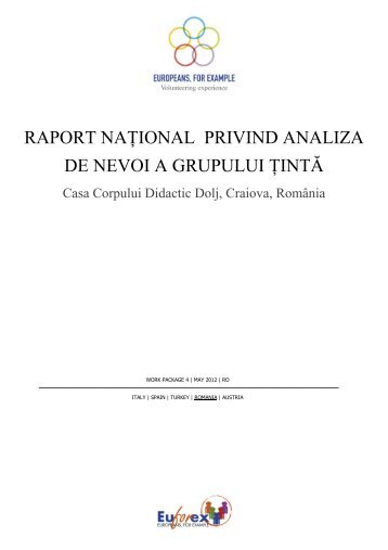 Raport national privind analiza de nevoi a grupului tinta