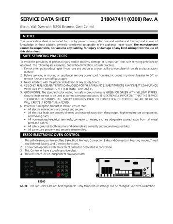 SERVICE DATA SHEET 318047411 (0308) Rev. A