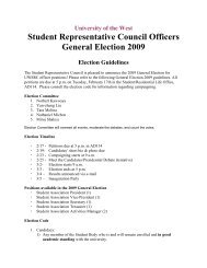 University of the West Student Representative Council Officers ...