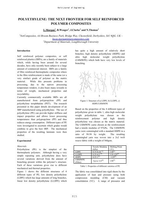 polyethylene: the next frontier for self reinforced polymer composites