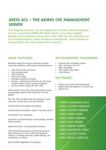 AXESS ACS - THE AXIROS CPE MANAGEMENT SERVER