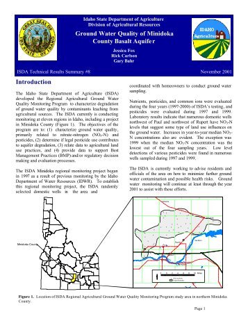 Minidoka County Basalt Aquifer - Idaho Department of Agriculture