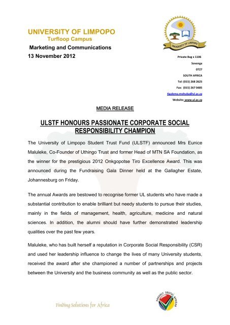 ulstf honours passionate corporate social responsibility champion
