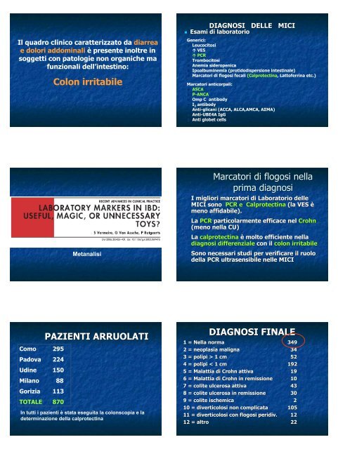 Brusca I. Autoanticorpi nelle malattie infiammatorie intestinali ... - Simel