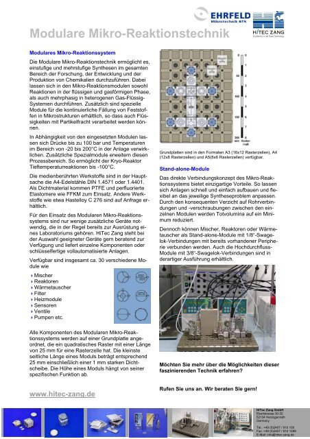 Modulare Mikro-Reaktionstechnik - HiTec Zang GmbH