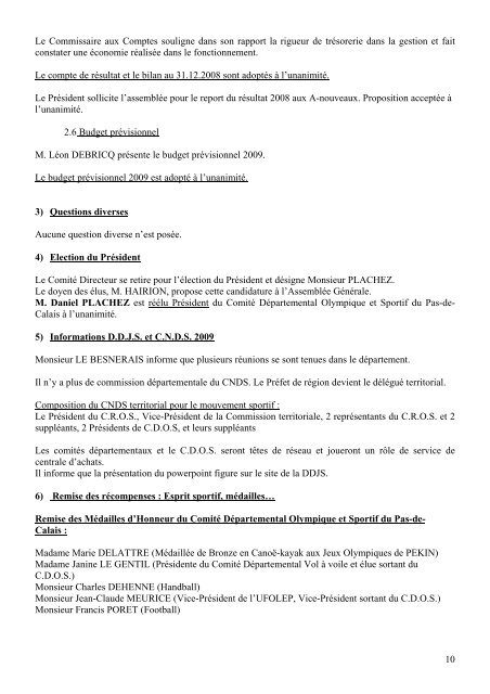 Lire le PV - ComitÃ© dÃ©partemental olympique et sportif