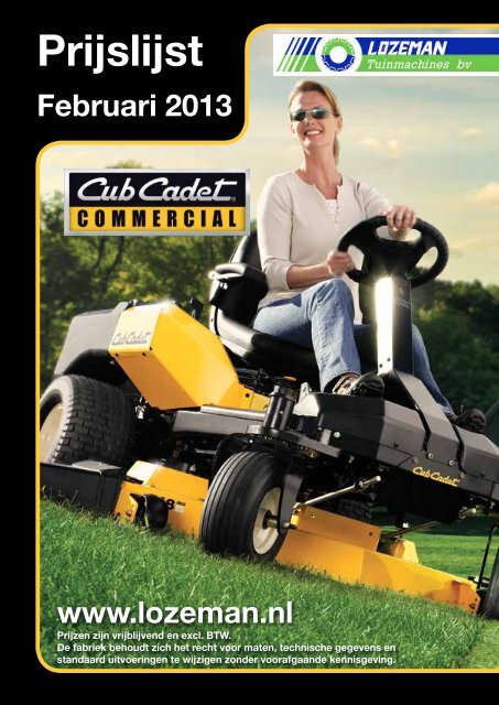 Cub Cadet 700 - Lozeman Tuinmachines Elst B.V.