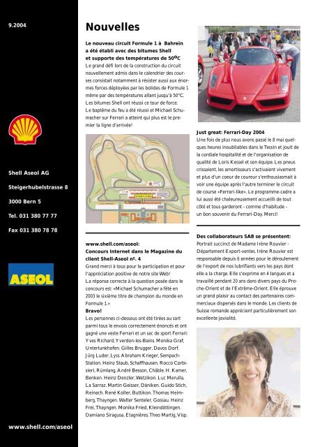 Le magazine du client de Shell Aseol