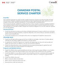 CANADIAN POSTAL SERVICE CHARTER - Transports Canada