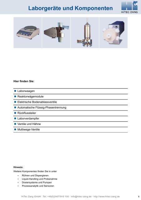 07 Laborgeräte und Komponenten - HiTec Zang GmbH