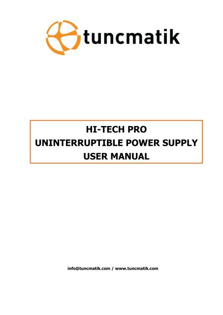 Hitech Pro User Manual English - Tuncmatik
