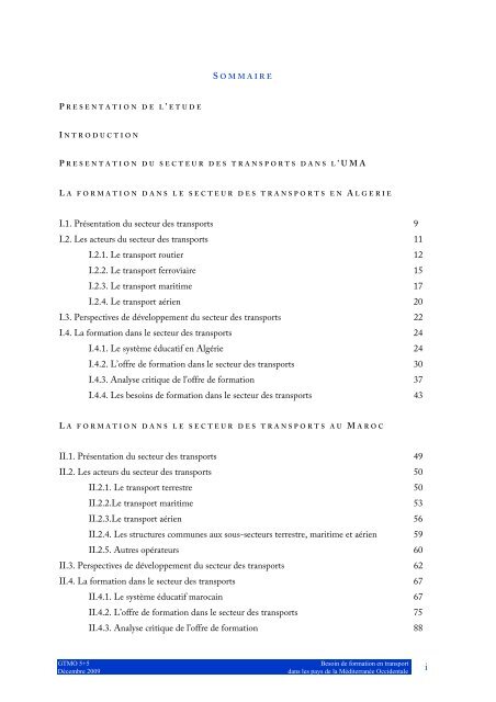 LES BESOINS DE FORMATION EN TRANSPORT DANS ... - cetmo