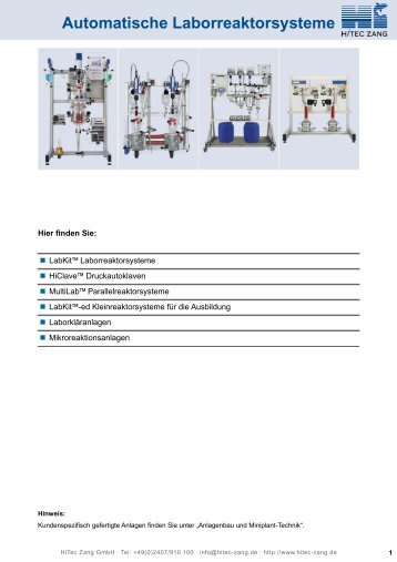01 Automatische Laborreaktorsysteme - HiTec Zang GmbH