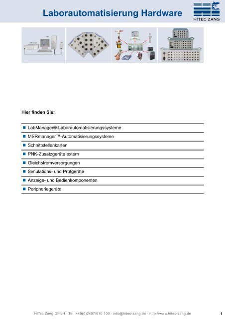 04 Laborautomatisierung Hardware - HiTec Zang GmbH