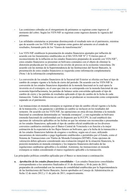 Informe de los Contadores PÃºblicos ... - Banco Provincial