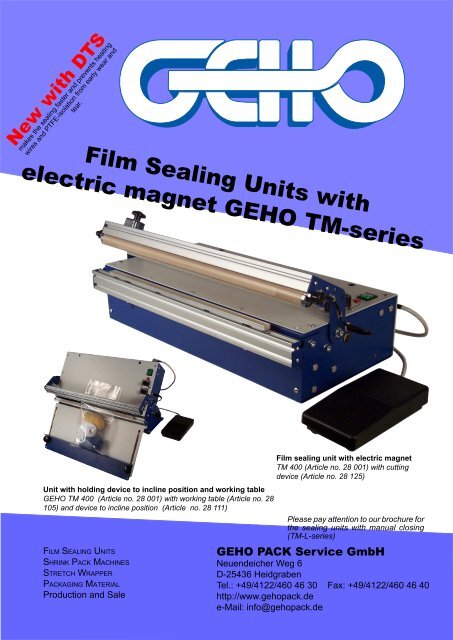 Film Sealing Units with electric magnet GEHO TM-series