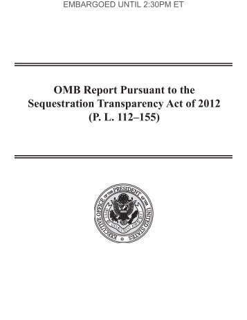 OMB Report Pursuant to the Sequestration Transparency Act of ...