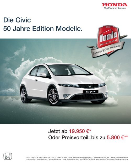 50 Jahre Edition Modell Honda Civic - HONDA-Autohaus Streit