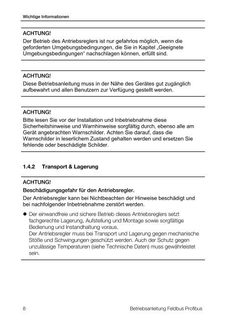 Betriebsanleitung INVEOR Feldbus Profibus - Kostal