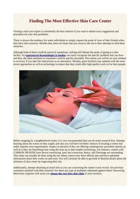 Finding The Most Effective Skin Care Center